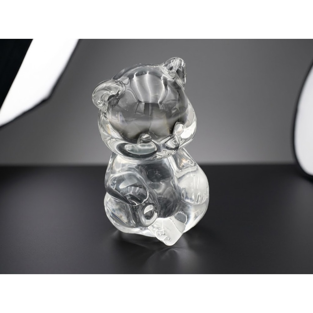 Vintage Fenton Clear Glass Sitting Teddy Bear Figurine Paperweight 3" Tall USA